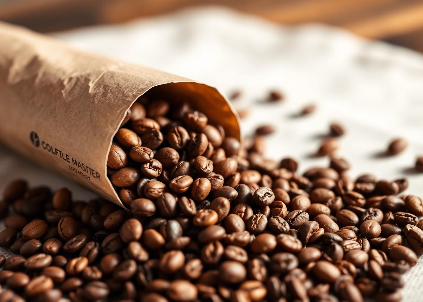 Roasted coffee beans, ready to grind for the next cup